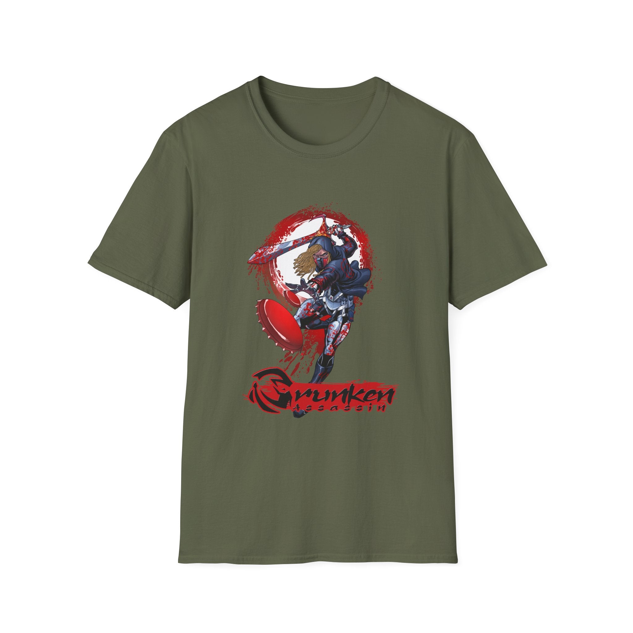Drunken Assassin Red Samurai Graphic T-Shirt
